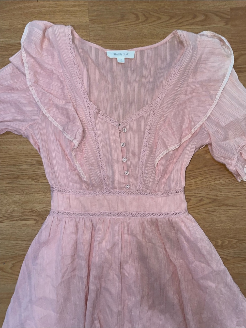 Shabby Chic Women's Pink Ruffled Button-Up Top - Picture 2 of 3